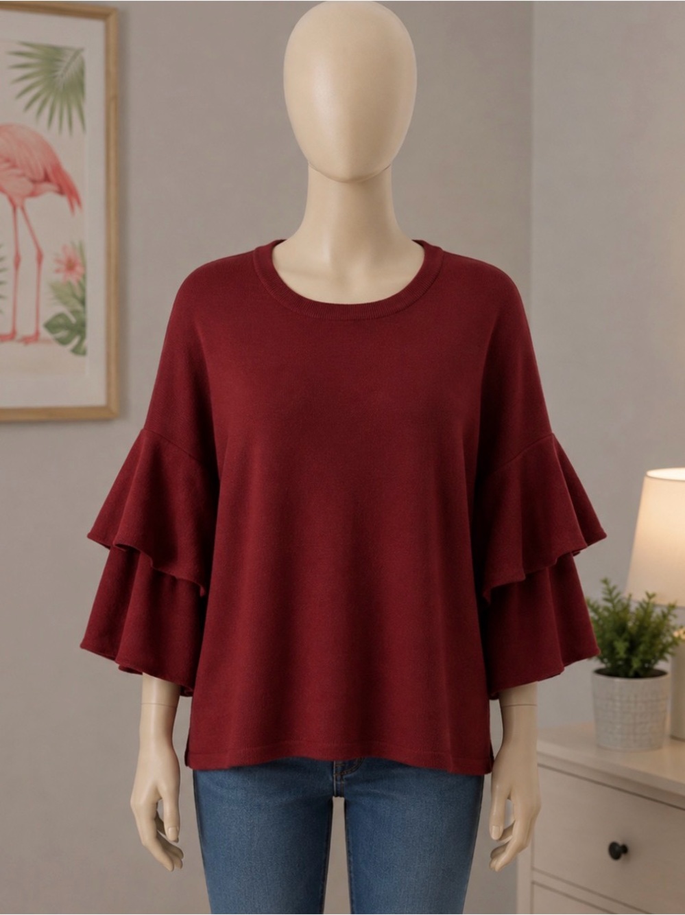 🐙 New York Collection sweater top. Size XS. Gently worn. 🐙 Maroon color.🐙